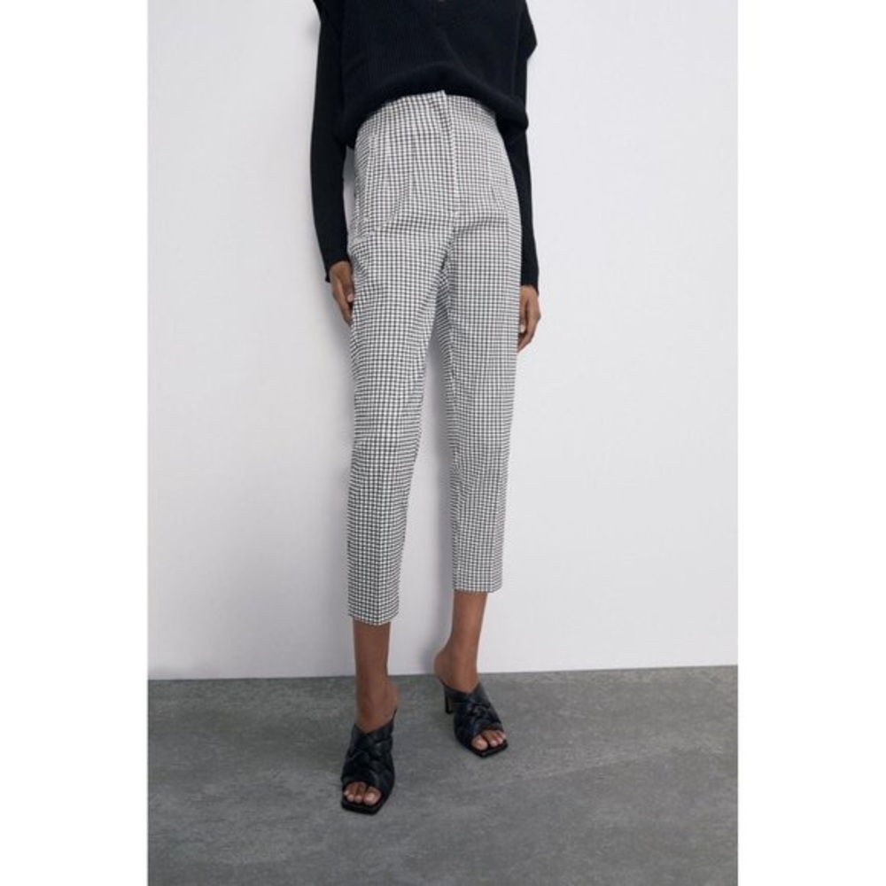 Zara Gingham High Waisted Trousers